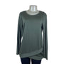 Context Women's Olive Long Sleeve Asymmetrical Hem Blouse Size M - New