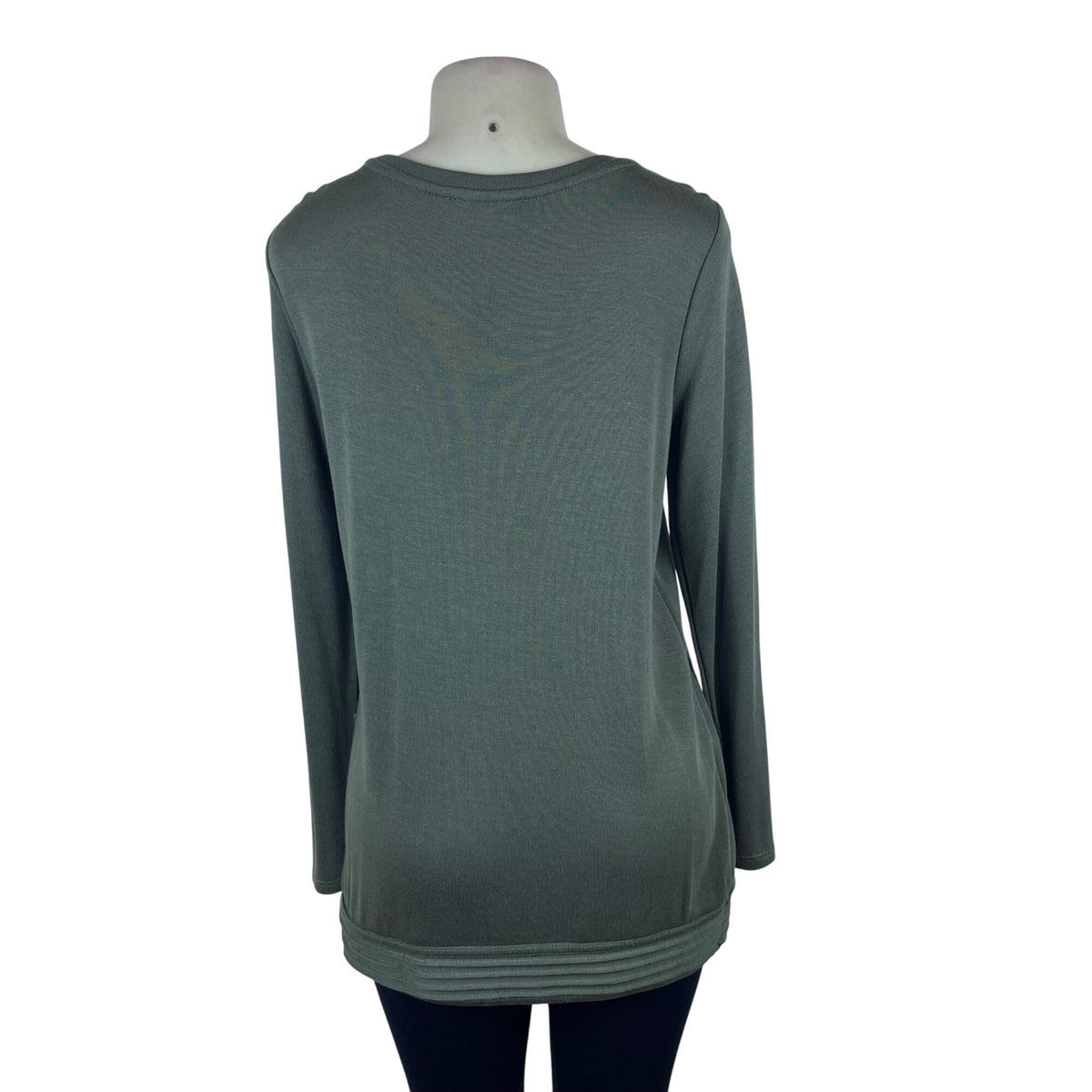 Context Women's Olive Long Sleeve Asymmetrical Hem Blouse Size M - New