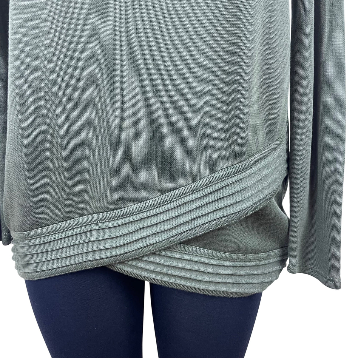 Context Women's Olive Long Sleeve Asymmetrical Hem Blouse Size M - New