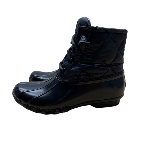 Sperry Women’s Black Quilted Techwave Plaid Lining Lace-Up Duck Boots Sz 6 - New