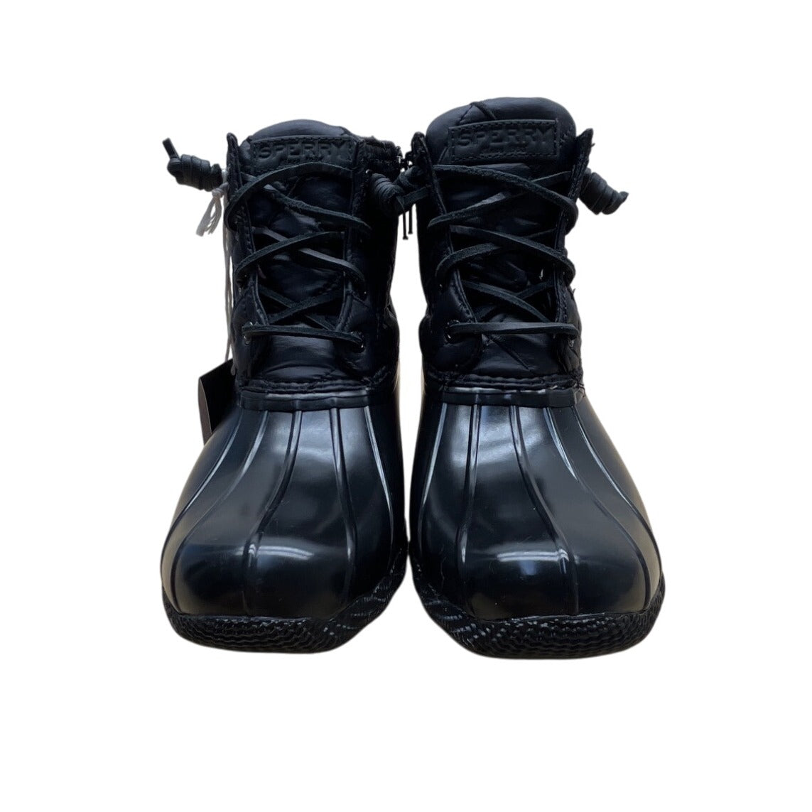 Sperry Women’s Black Quilted Techwave Plaid Lining Lace-Up Duck Boots Sz 6 - New
