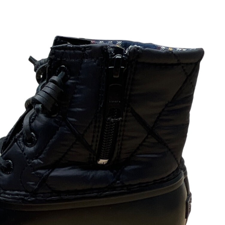 Sperry Women’s Black Quilted Techwave Plaid Lining Lace-Up Duck Boots Sz 6 - New