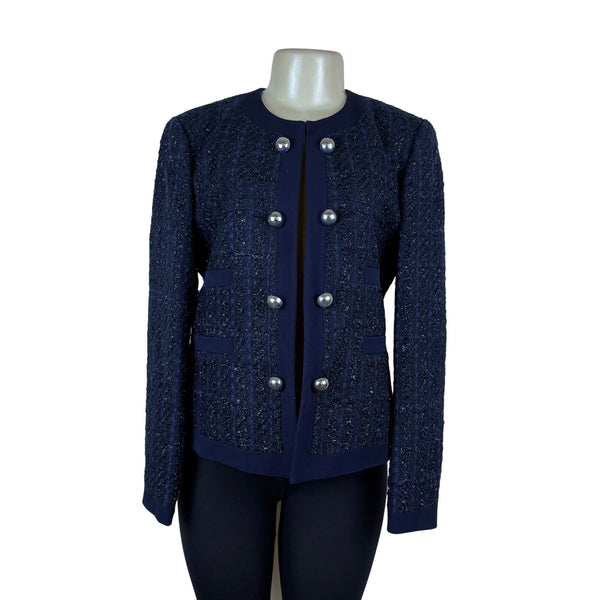Jones New York Women’s Navy Tweed Blazer W/ Button Accents Size 10
