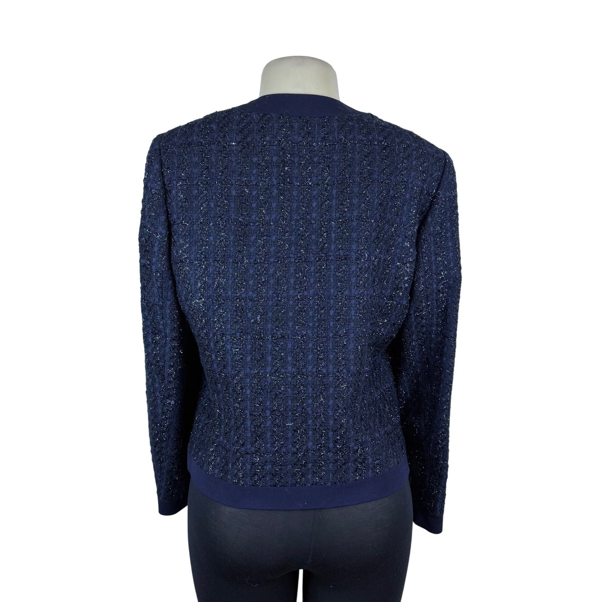 Jones New York Women’s Navy Tweed Blazer W/ Button Accents Size 10