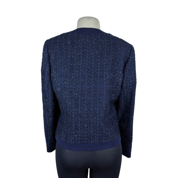 Jones New York Women’s Navy Tweed Blazer W/ Button Accents Size 10