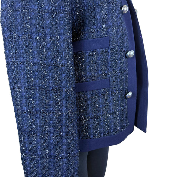 Jones New York Women’s Navy Tweed Blazer W/ Button Accents Size 10