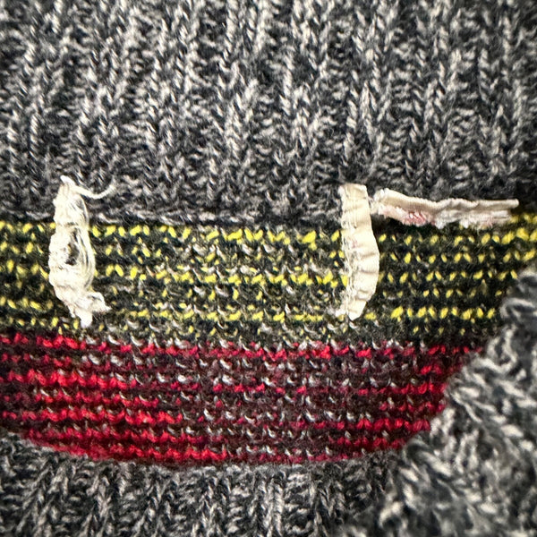 Vintage Unisex Black Multi-Color Wool Blend Chevron Geometric Sweater Size OS