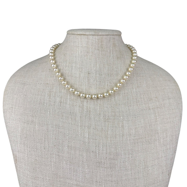 Majorica Womens Gold Tone Faux Pearl Necklace & Earrings Set Spain Signed