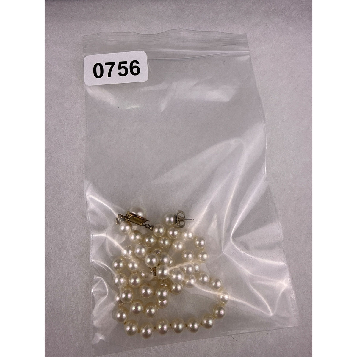 Majorica Womens Gold Tone Faux Pearl Necklace & Earrings Set Spain Signed