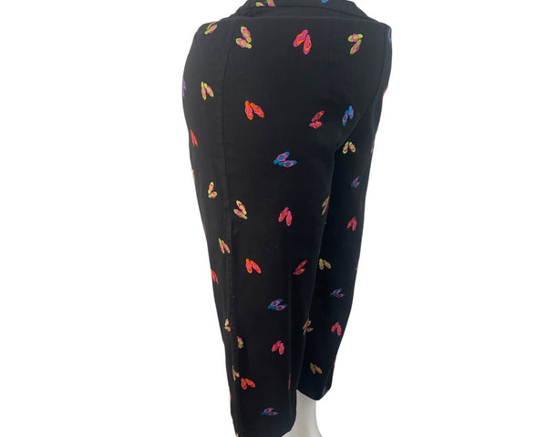 Coldwater Creek Womens Black Cropped Pants Butterfly Print Size 18