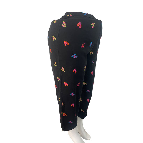 Coldwater Creek Womens Black Cropped Pants Butterfly Print Size 18