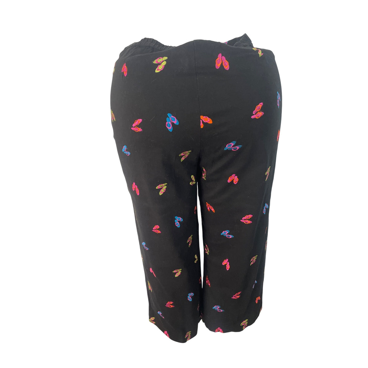 Coldwater Creek Womens Black Cropped Pants Butterfly Print Size 18