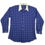 Paul Fredrik Men's Blue White Pattern Trim Fit Longsleeve Shirt Sz 36