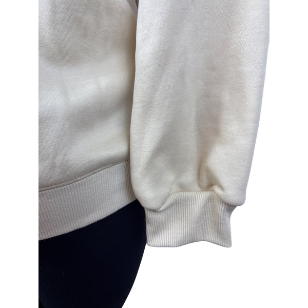 Snoopy Embroidered Beige Crewneck Sweatshirt Soft Fall Leaves Design Casual