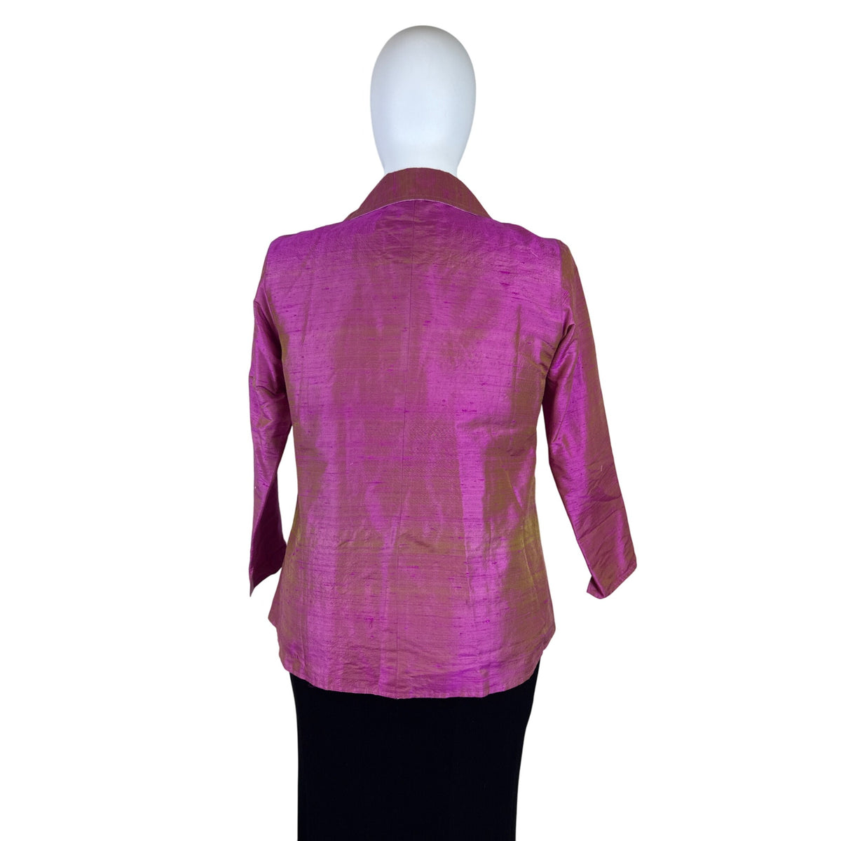Anu Women’s Fuchsia & Gold Silk Open Front Blazer Jacket Size L - New