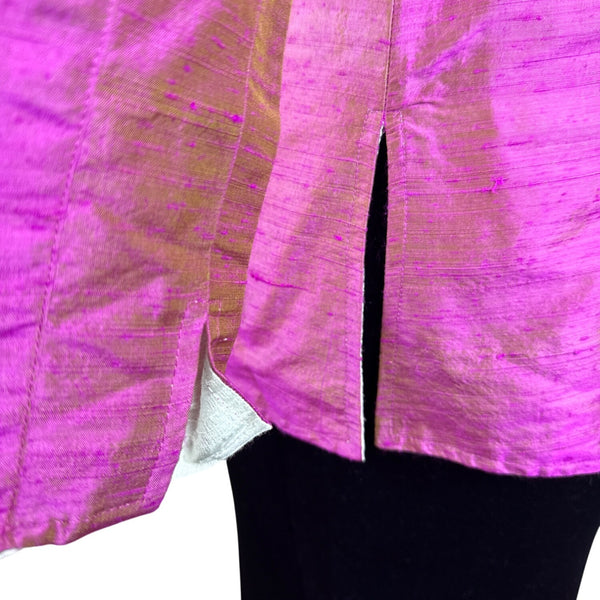 Anu Women’s Fuchsia & Gold Silk Open Front Blazer Jacket Size L - New
