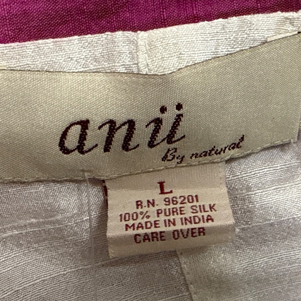 Anu Women’s Fuchsia & Gold Silk Open Front Blazer Jacket Size L - New