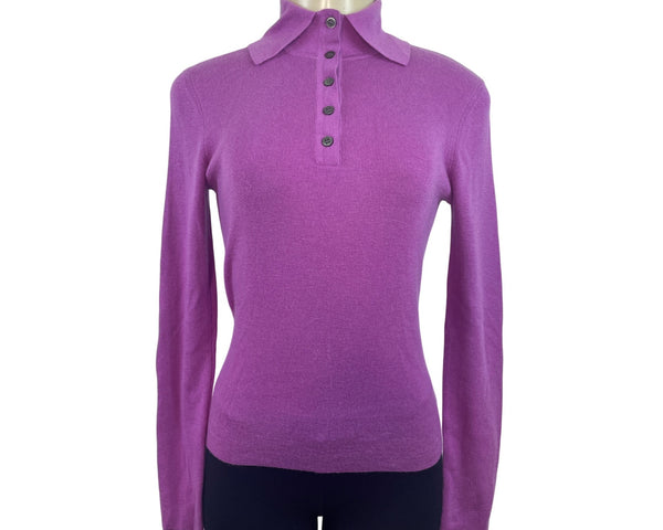 Charles Nolan Womens Cashmere Purple Long Sleeve Collared Sweater Size XS- New