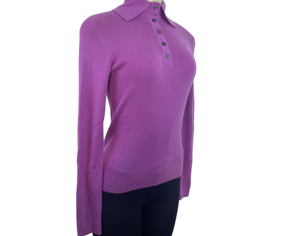 Charles Nolan Womens Cashmere Purple Long Sleeve Collared Sweater Size XS- New