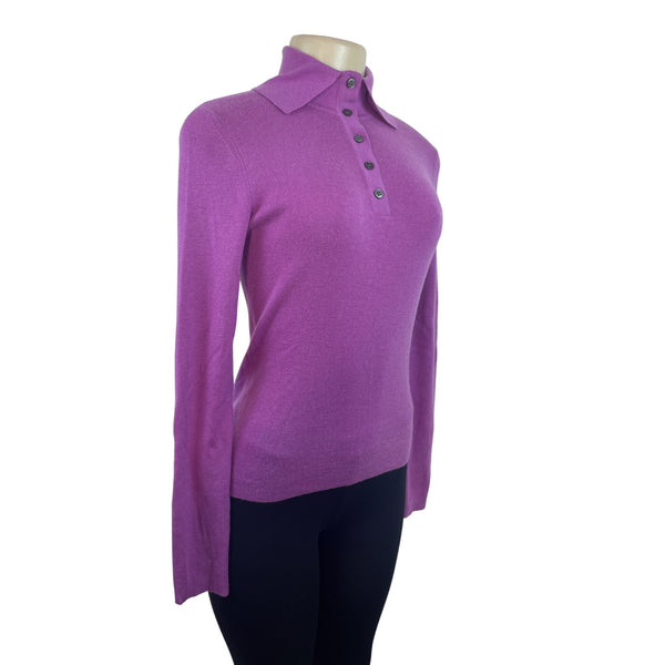 Charles Nolan Womens Cashmere Purple Long Sleeve Collared Sweater Size XS- New