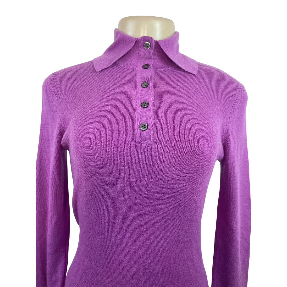 Charles Nolan Womens Cashmere Purple Long Sleeve Collared Sweater Size XS- New