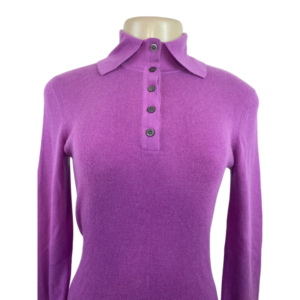 Charles Nolan Womens Cashmere Purple Long Sleeve Collared Sweater Size XS- New