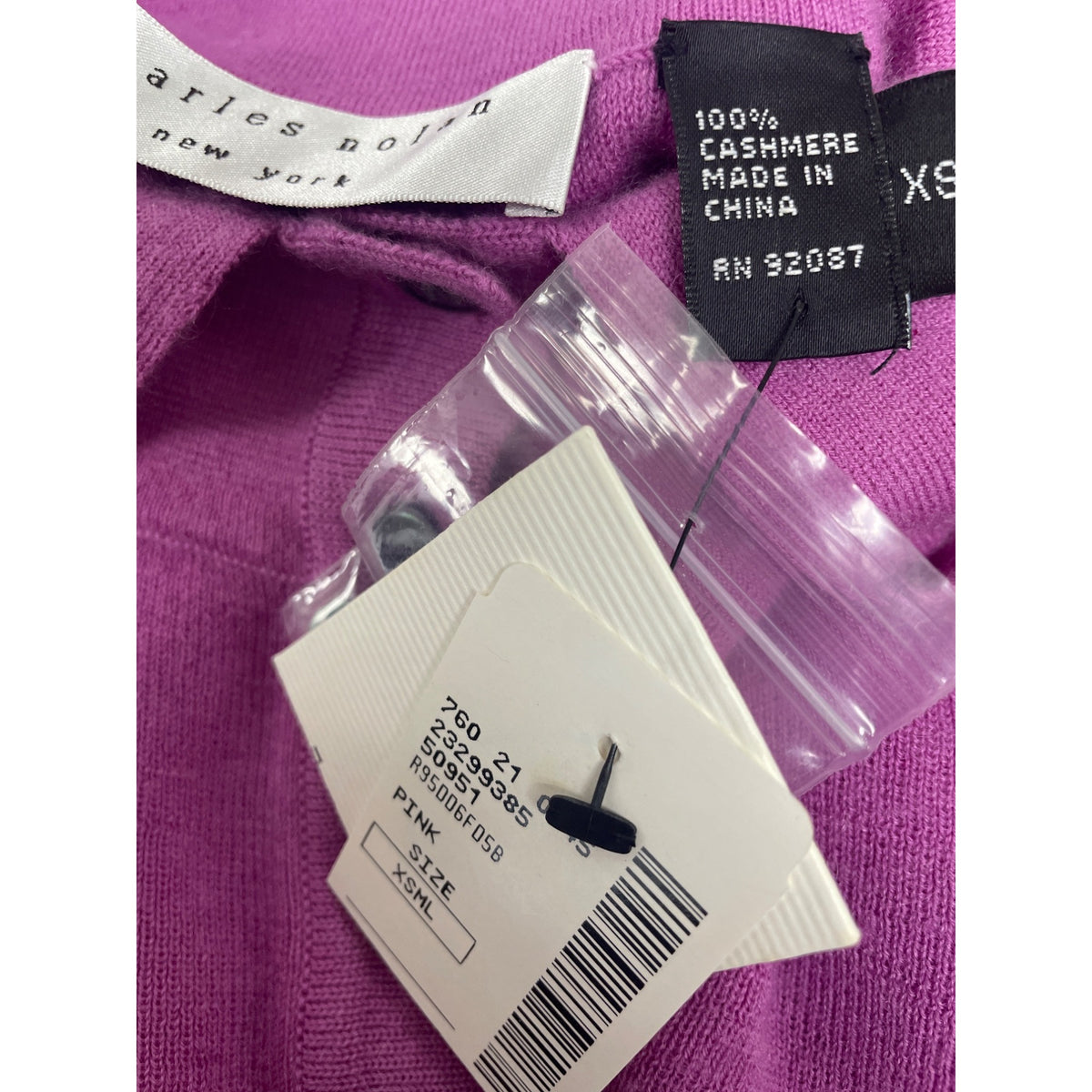 Charles Nolan Womens Cashmere Purple Long Sleeve Collared Sweater Size XS- New
