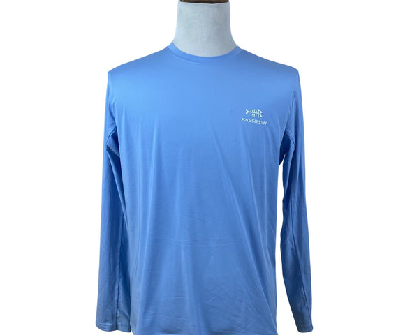 Bassdash Mens Light Blue Long Sleeve Fishing Shirt Moisture-Wicking Sz M - New