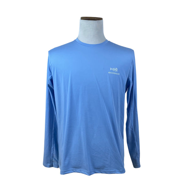 Bassdash Mens Light Blue Long Sleeve Fishing Shirt Moisture-Wicking Sz M - New