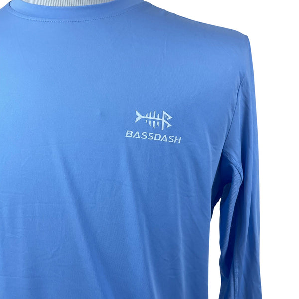 Bassdash Mens Light Blue Long Sleeve Fishing Shirt Moisture-Wicking Sz M - New
