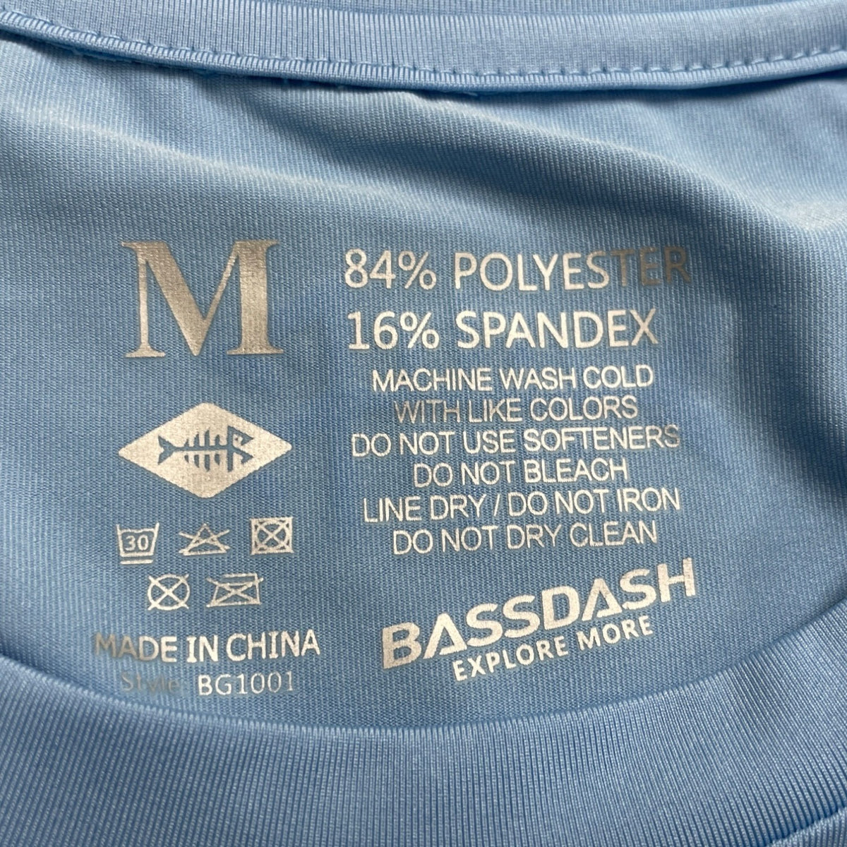 Bassdash Mens Light Blue Long Sleeve Fishing Shirt Moisture-Wicking Sz M - New