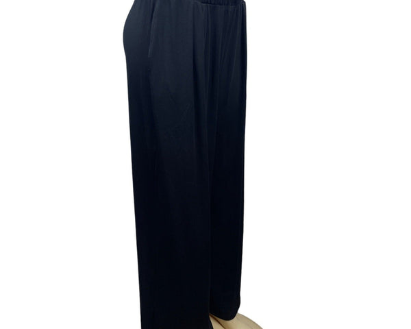 Cider Womens Black Ribbed Stretch Wide Leg Pants Size XL- NEW
