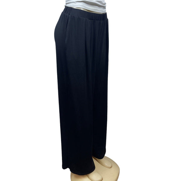 Cider Womens Black Ribbed Stretch Wide Leg Pants Size XL- NEW