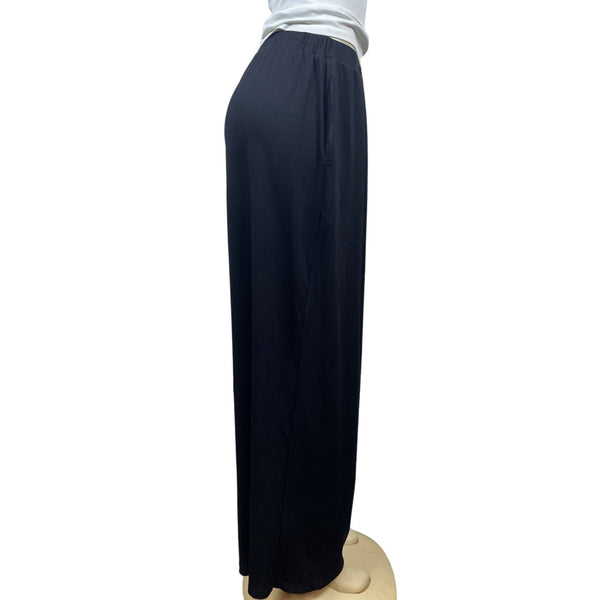Cider Womens Black Ribbed Stretch Wide Leg Pants Size XL- NEW