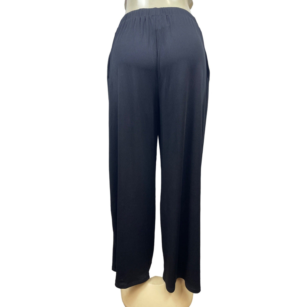 Cider Womens Black Ribbed Stretch Wide Leg Pants Size XL- NEW