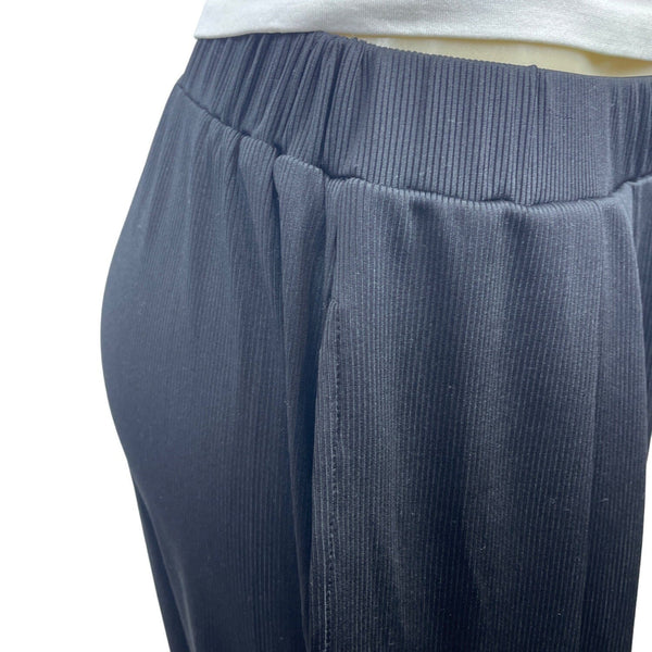Cider Womens Black Ribbed Stretch Wide Leg Pants Size XL- NEW