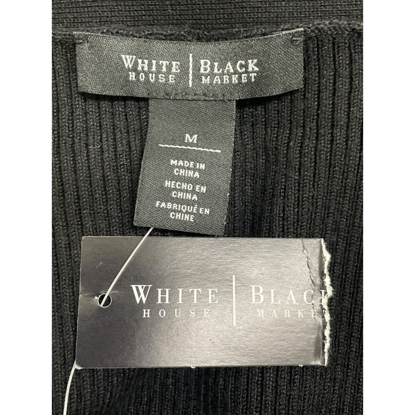 White House Black Market Women’s Black Ribbed Knit Mini A-Line Dress Sz M - New