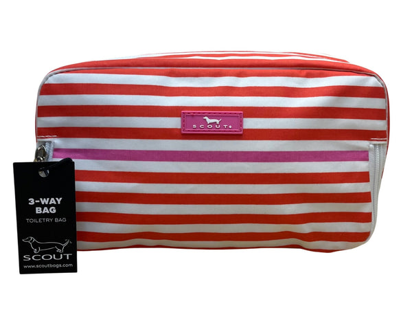 Scout Women’s Orange/White Striped Coated 3-Way Toiletry Bag Size S