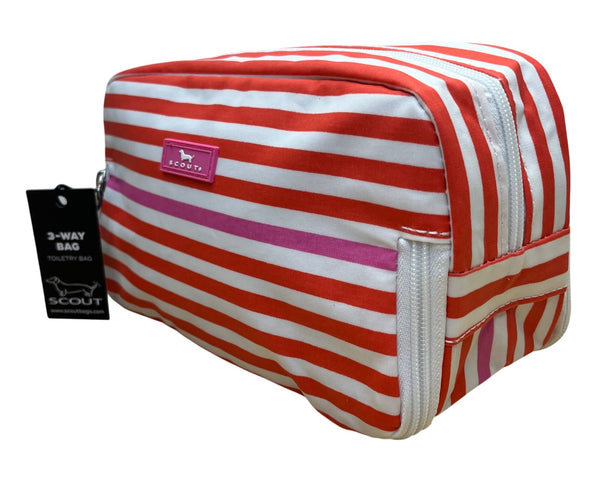 Scout Women’s Orange/White Striped Coated 3-Way Toiletry Bag Size S