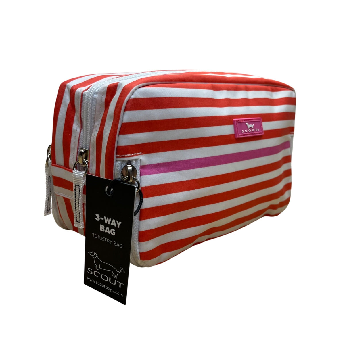 Scout Women’s Orange/White Striped Coated 3-Way Toiletry Bag Size S
