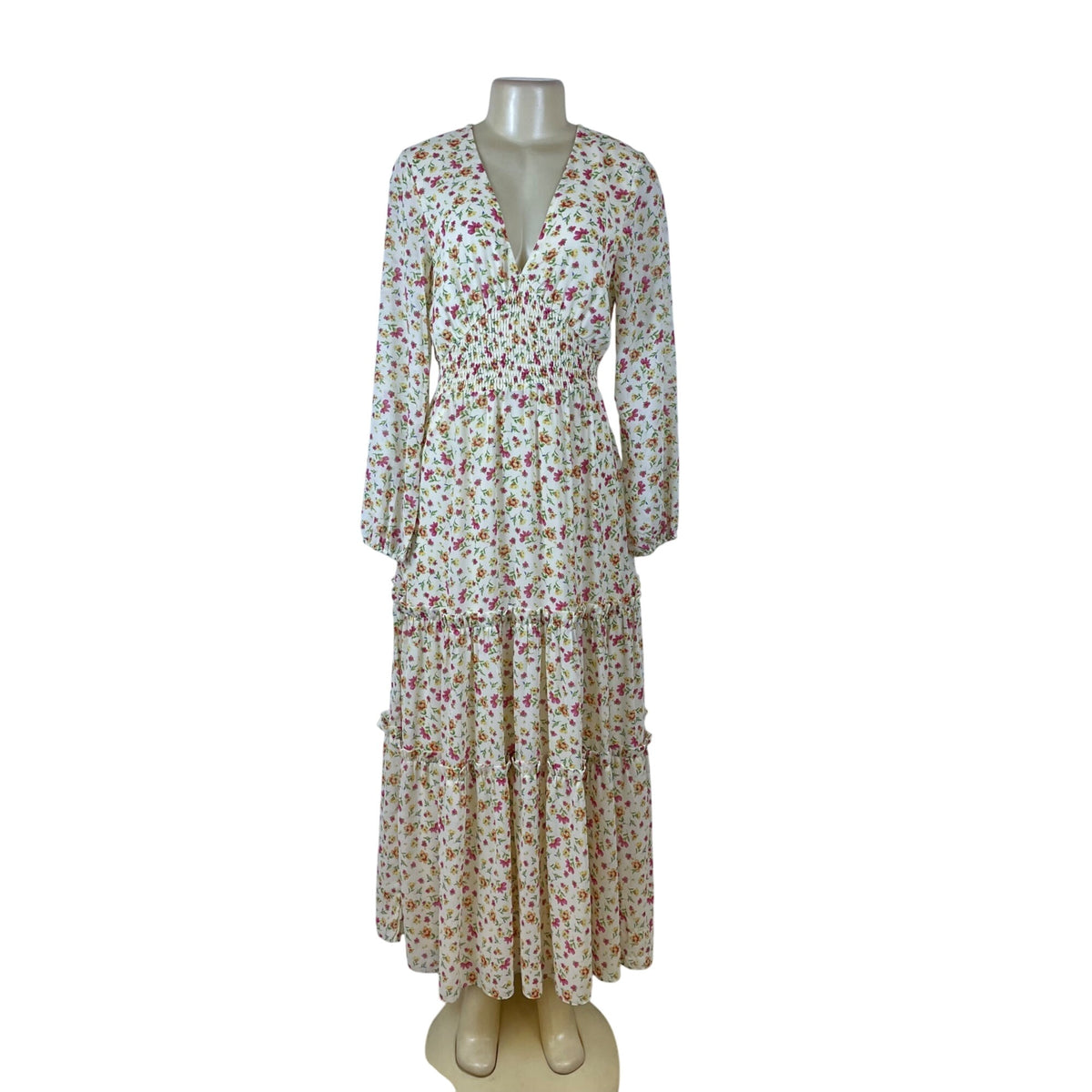 Lost + Wander Women’s White Floral Maxi Dress With Long Sleeves Size S - New