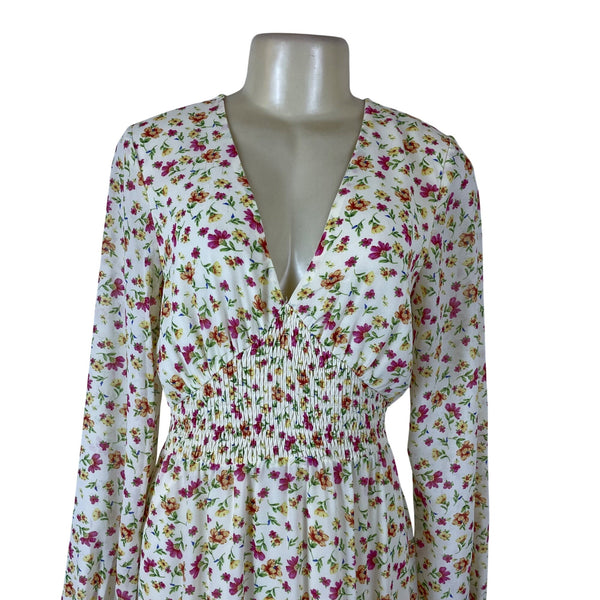 Lost + Wander Women’s White Floral Maxi Dress With Long Sleeves Size S - New