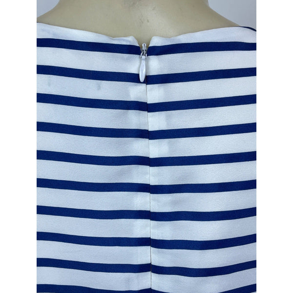 J.Crew Womens Sleeveless Striped Dress With Elastic Waist White & Navy Size 0