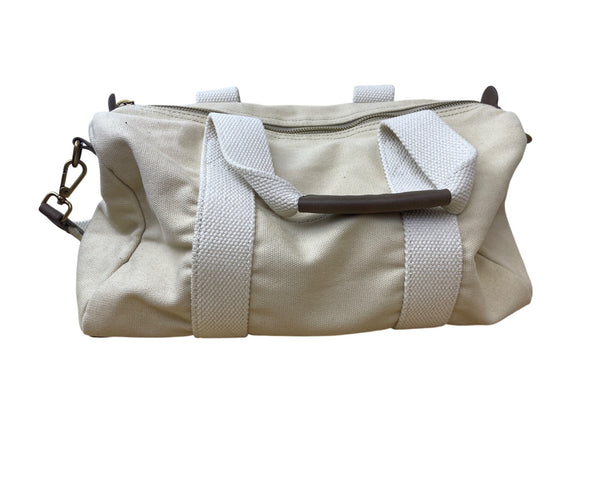 Brandy Melville Womens Beige Canvas Zip-Top Shoulder Bag With Adjustable Strap & Inner Pocket