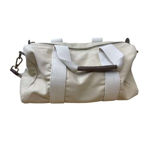 Brandy Melville Womens Beige Canvas Zip-Top Shoulder Bag With Adjustable Strap & Inner Pocket