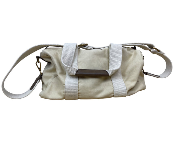 Brandy Melville Womens Beige Canvas Zip-Top Shoulder Bag With Adjustable Strap & Inner Pocket
