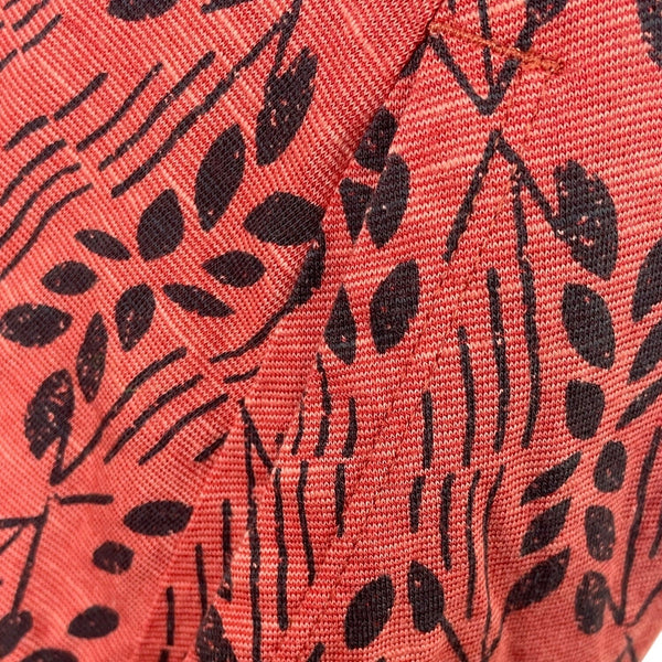 Toad & Co Red & Black Wrap Dress With Leaf Print V-Neckline Short Sleeves Sz XS