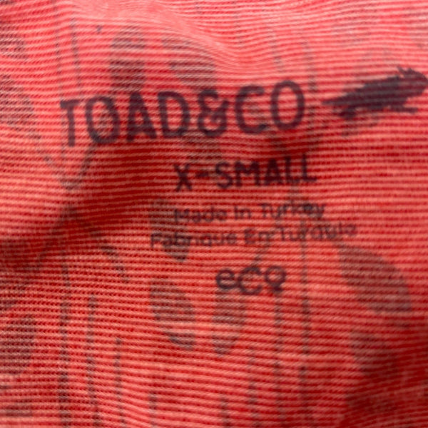 Toad & Co Red & Black Wrap Dress With Leaf Print V-Neckline Short Sleeves Sz XS
