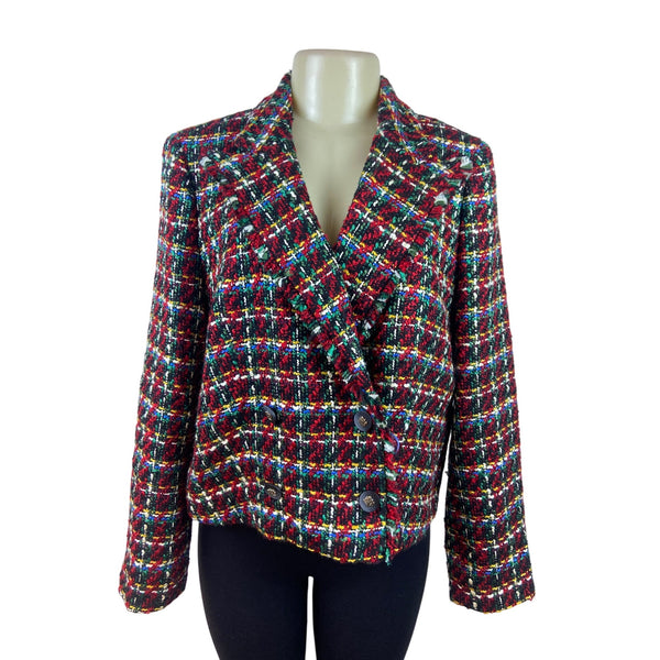 Talbots Women's Multicolor Tweed Double-Breasted Blazer Jacket Sz 10