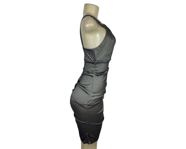 Cache Womens Silver Sleeveless Cocktail Dress With Embellished Straps Size 6